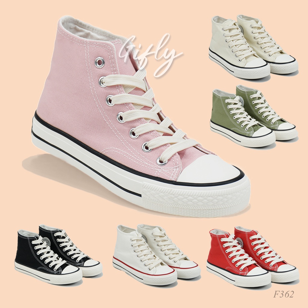 Sepatu Tinggi Sneakers Wanita Gifly Canvas Import Korea F362