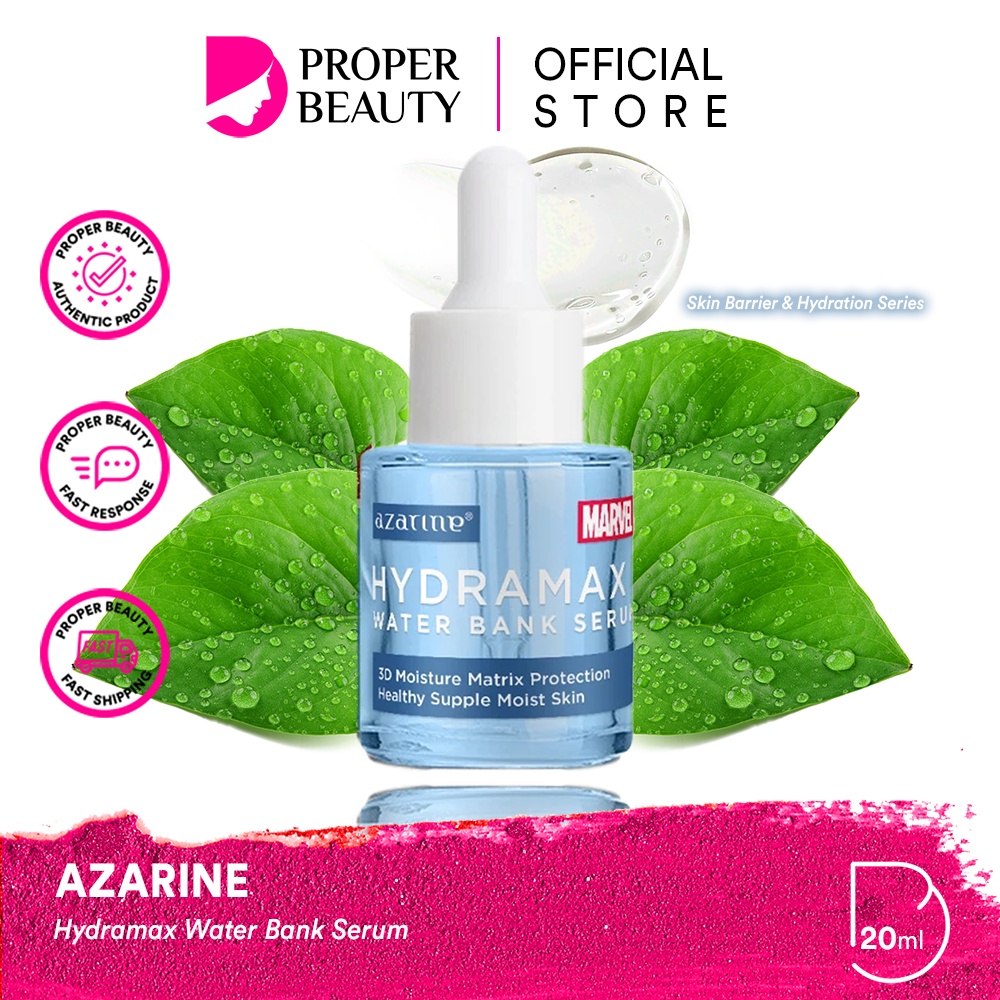 AZARINE Hydramax Water Bank Serum Indonesia / Skin Barrier &amp; Hydration Series 20ml / Pelembab Wajah / Superhero Marvel Edition / Skincare Face Care Facial Wash Foam Micellar Toner Essence Mist Day Night Eye Cream Sunscreen Mask Moisturizer / Paket Lengkap