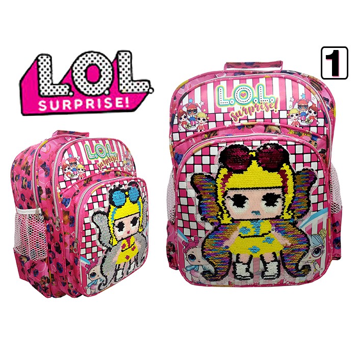 Tas Anak Ransel SEQUIN LOL - Tas Ransel Anak Sekolah SD Usap Karakter LOL