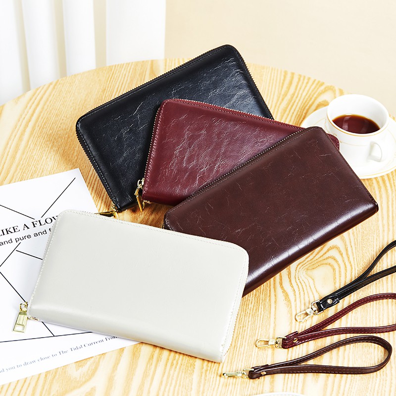 Bostanten Dompet Wanita Dompet PU Panjang Dompet Ritsleting Dompet Kulit