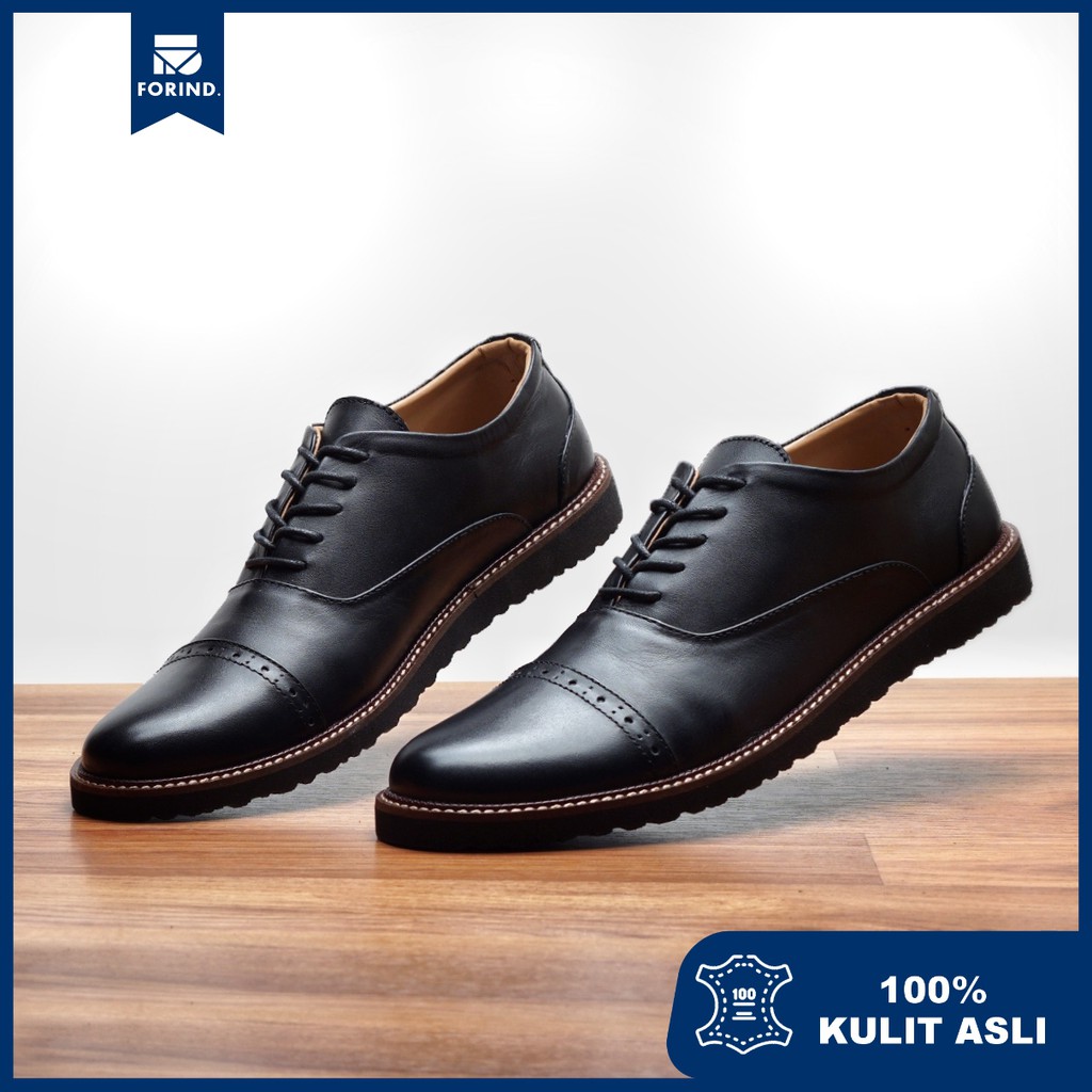 Jazz 0.1 Black | Sepatu Kulit Vintage Klasik Pria Cowok Derby Formal Original Footwear | FORIND Reyl
