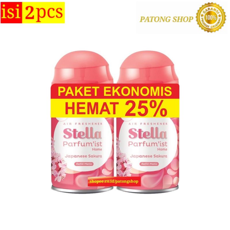 STELLA MATIC REFILL JAPANESE SAKURA 225ML Multipack isi 2 pcs / Pengharum Ruangan