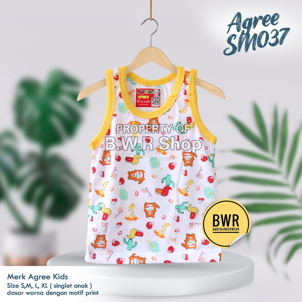 [ 3pc ] Singlet Agree Kids SM037 PUTIH Jungle / Kaos Dalam Anak Santai Harian Agree 037 Motif Lucu | Bwr