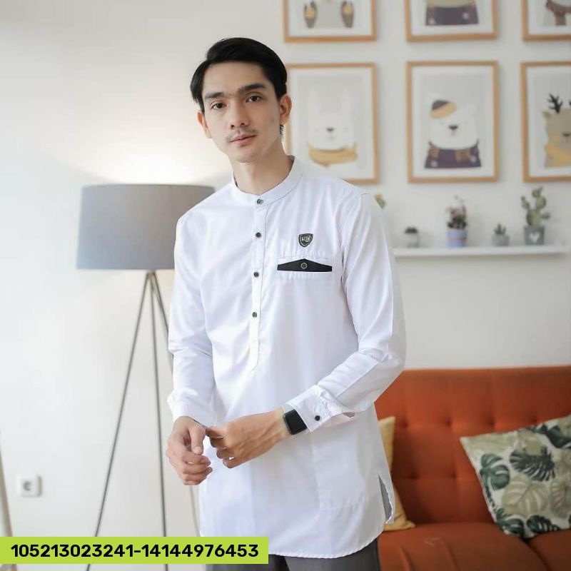Baju Koko Kurta Lengan Panjang / Baju Koko Pria / Baju Muslim Pria Modis