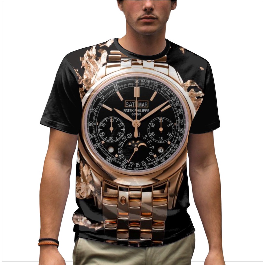 Kaos Pria Jam Tangan 3D Patek Philippe Geneve - Kaos Pria Big Size - SHOPLAB88