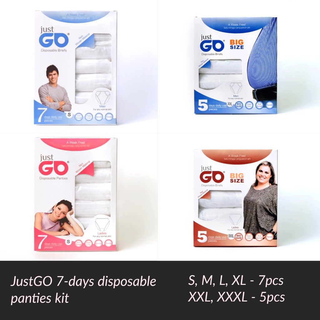 Celana Dalam/CD Kertas JUST GO Putih Cowok dan Cewek (DISPOSABLE PANTIES dan UNDERWEAR)