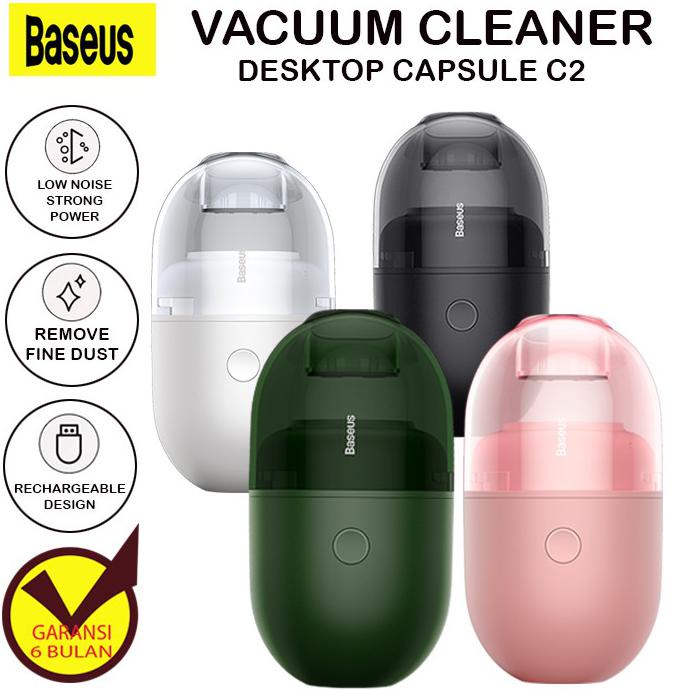 Monggo] Baseus C2 Desktop Capsule Vacuum Cleaner Mini Portable Original - Green