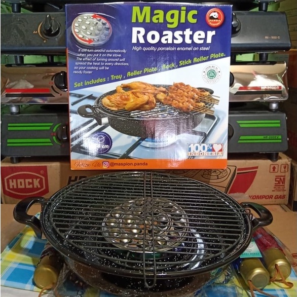 Magic Roaster Teflon Alat Panggang Putar Kompor Grill Daging Ikan Ayam