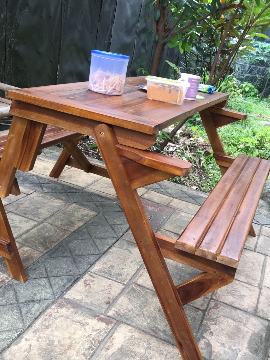 Kursi Meja Lipat Bangku  Kayu  Jati Untuk Kafe Resto 