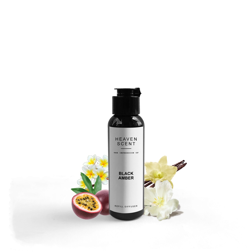 HEAVEN SCENT Refill Luxury Reed Diffuser 100 ml - Pengharum Ruangan Aromaterapi Inspired by Fragrance-Z Black Amber