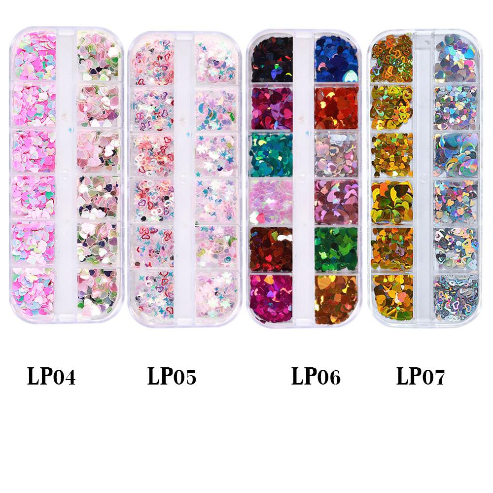 Lily Nail Sequin Hiasan Nail Art Kuku Serpihan Laser Desain Bulan Bintang Hati