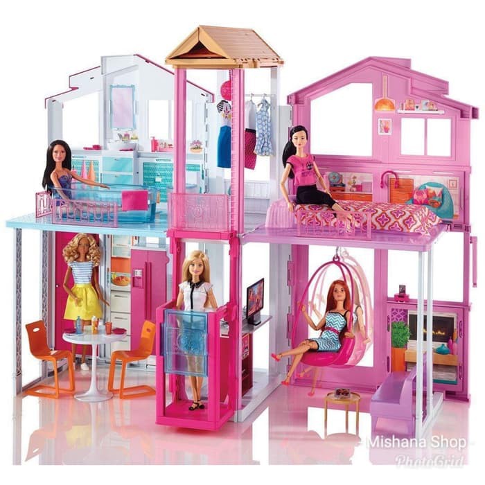 Rumah Boneka Barbie Pink Passport 3 Story Town House Sale Original Mattel Shopee Indonesia