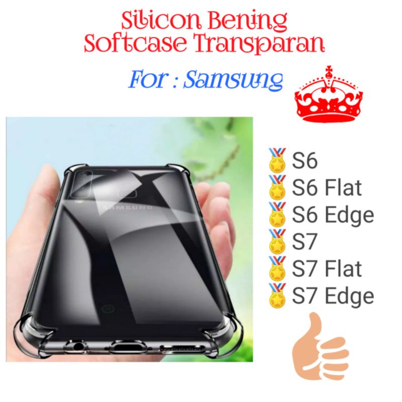 Case samsung S6 S6Edge S7 S7Edge Edge Flat Silicon Softcase Bening Transparan Casing Cover Silikon