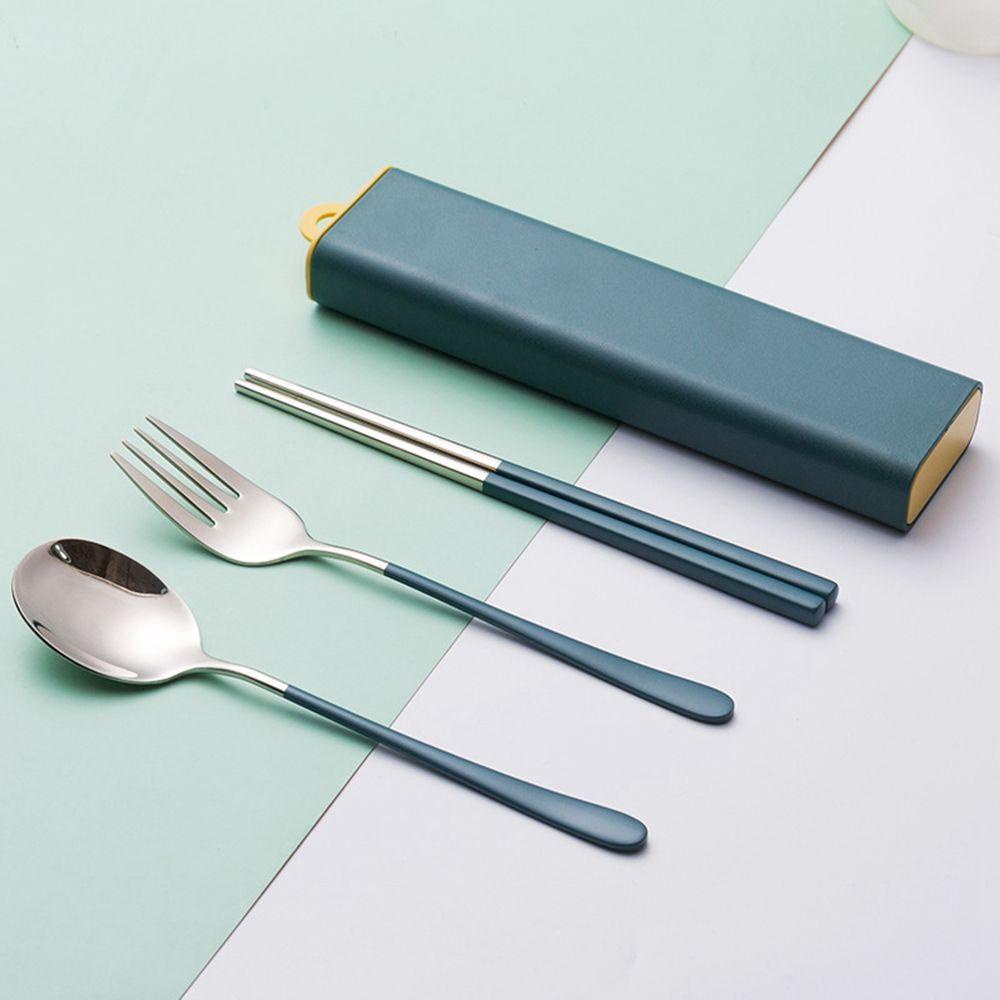 [Elegan] Sendok Kopi Sendok Makan Peralatan Makan Dengan Wadah Salad Fork Cutlery Set Sumpit