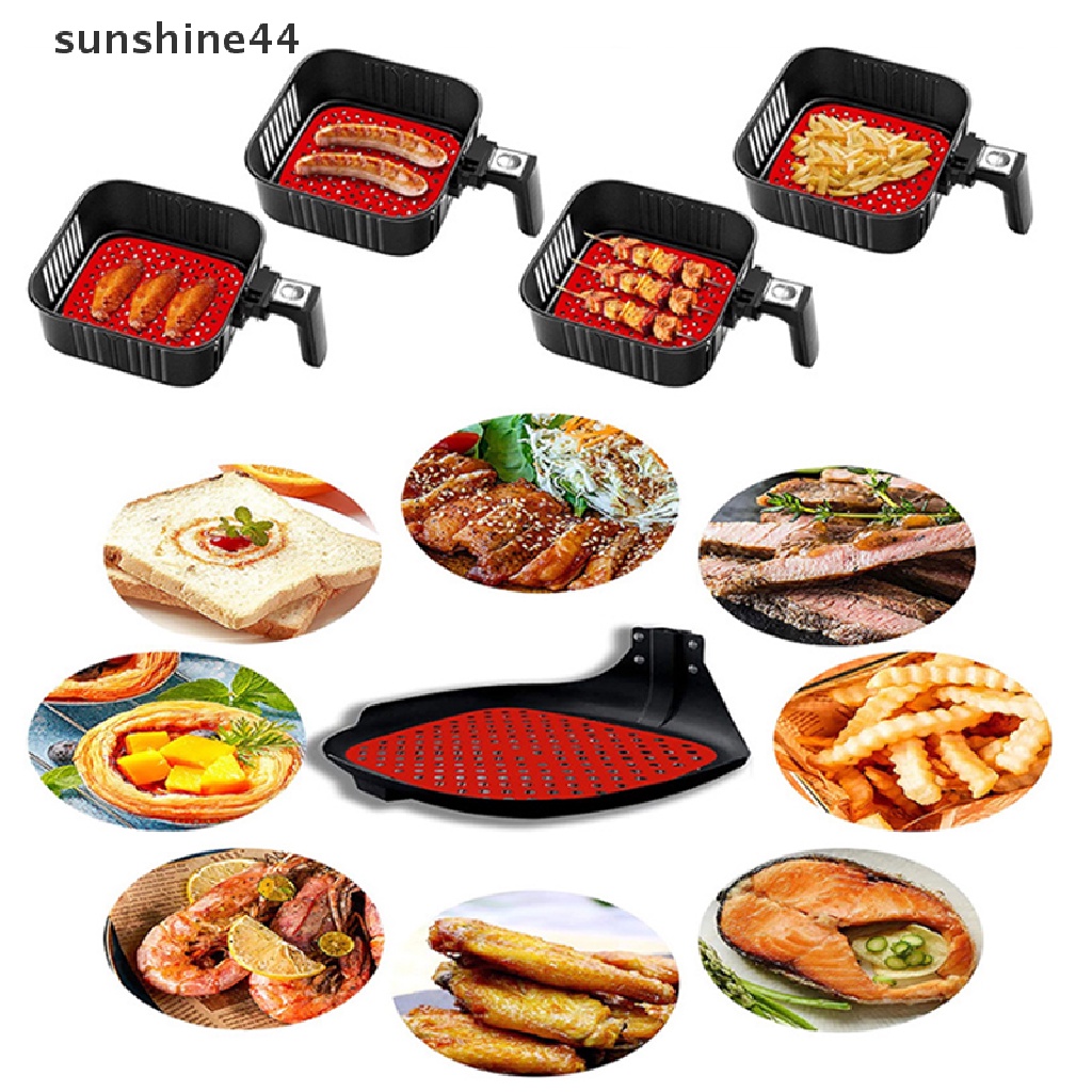 Sunshine Alas Air Fryer Anti Lengket Bahan Silikon Bentuk Bulat / Kotak