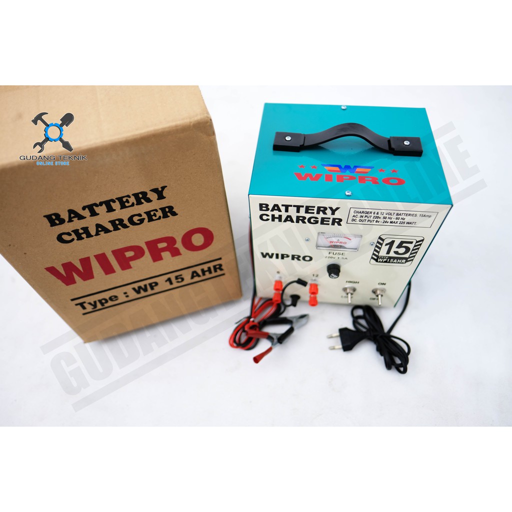 Charger Aki Mobil Motor WIPRO / Baterai Charger 15AH / Cas Accu 15 AH