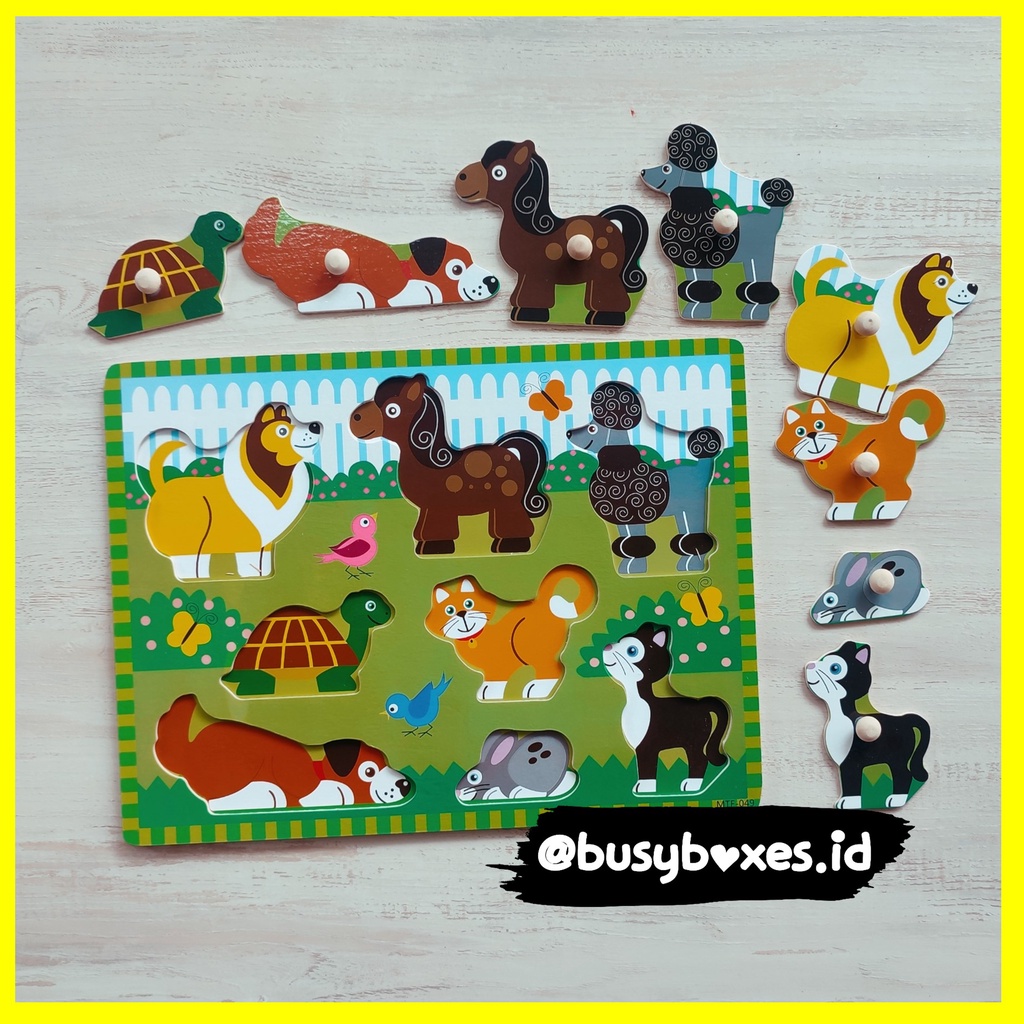 [busyboxes] mainan edukasi anak 2 tahun puzzle knob mainan montessori puzzle binatang hewan beruang