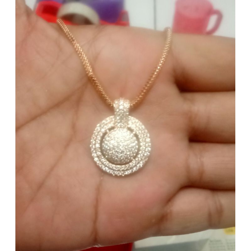 SB55. Kalung xuping wanita lapis emas dgn mata zircon UK 45 cm itali