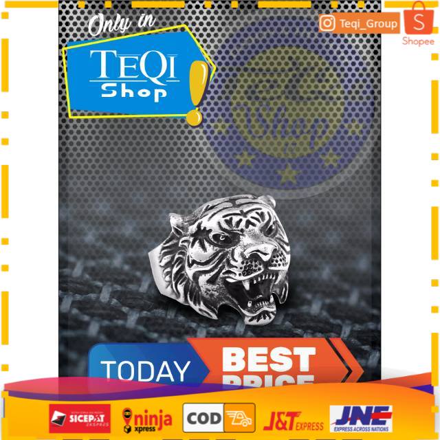 CINCIN PRIA KARAKTER KEPALA HARIMAU | CINCIN AKSESORIS PRIA