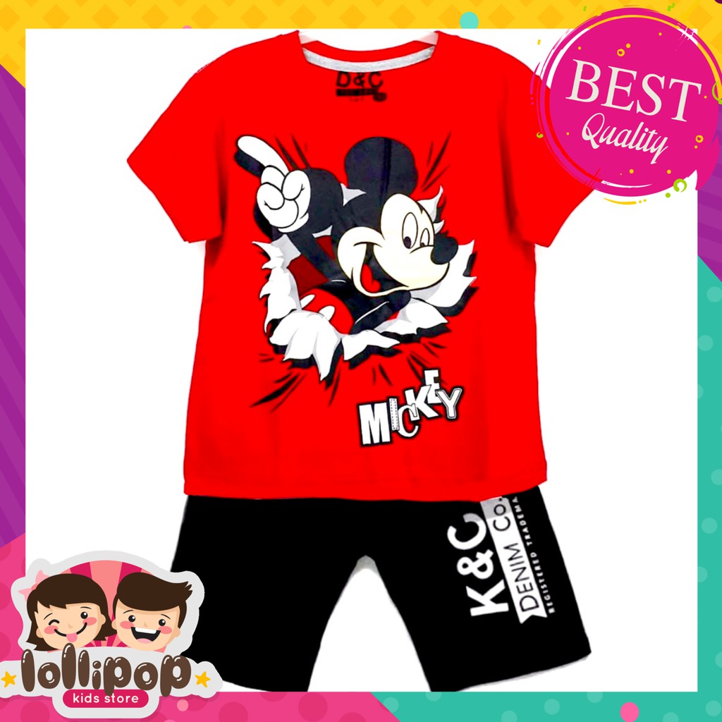 Lollipop Kids Store SETELAN SET BAJU + CELANA Anak Laki-Laki Mic Point Red 1-10