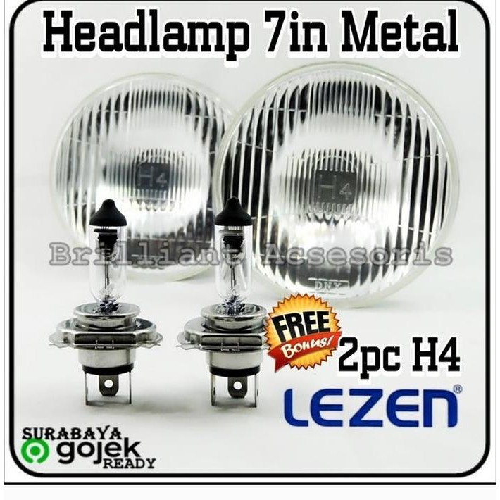 HeadLamp Reflektor H4 Standart Bulat Besar 7inch - Bonus Bohlam H