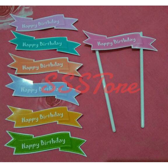 Topper Banner Hiasan Kertas Cake Tart Ucapan Selamat Happy Birthday Indonesia