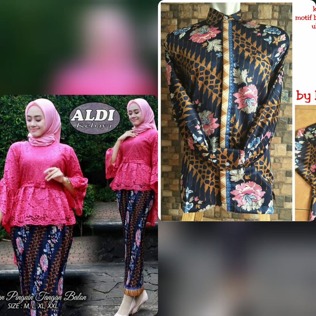 couple kebaya brukat pinguin balon dan hem panjang trend