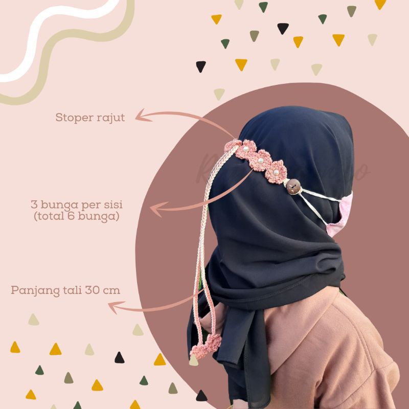 Konektor Masker Rajut + Strap masker rajut. Konektor masker 2 in 1. Strap 2 in 1. Konektor rajut