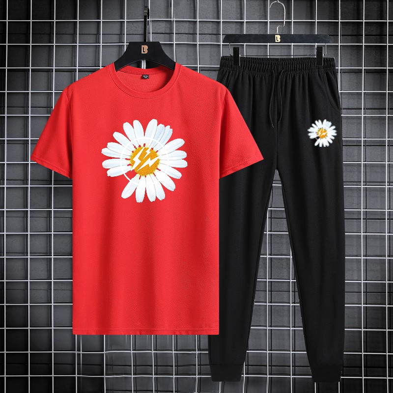 Baju set pria setelan pria Kaos + Celana Pria pakaian olahraga pria celana olahraga panjang sport