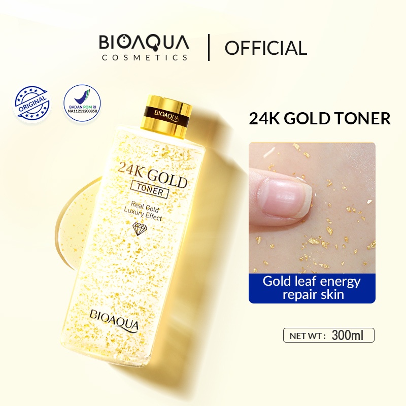 [COD] Bioaqua 24K Gold Toner 300 ML Hydrating Toner Melembabkan Kulit Wajah Kering