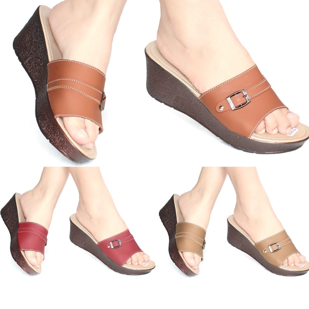 SANDAL WEDGES WANITA SELOP VARIASI GESPER CASUAL CANTIK ALS