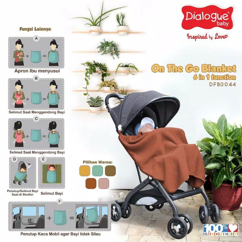 DIALOGUE BABY On The Go Blanket 6in1 Selimut Topi Bayi DFB 0044