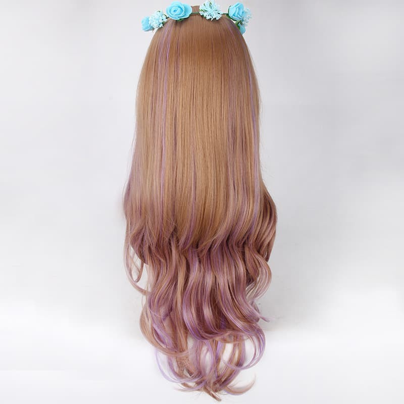 LOL-32 wig rambut palsu lolita cosplay harajuku daily two tone curly