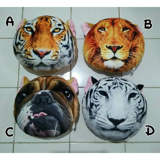 Bantal Macan, Harimau, Singa, Anjing Bulldog