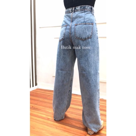 Celana kulot jeans wanita polos pastel Cream Brown highwaist murah cewek cullote panjang cutbray-8