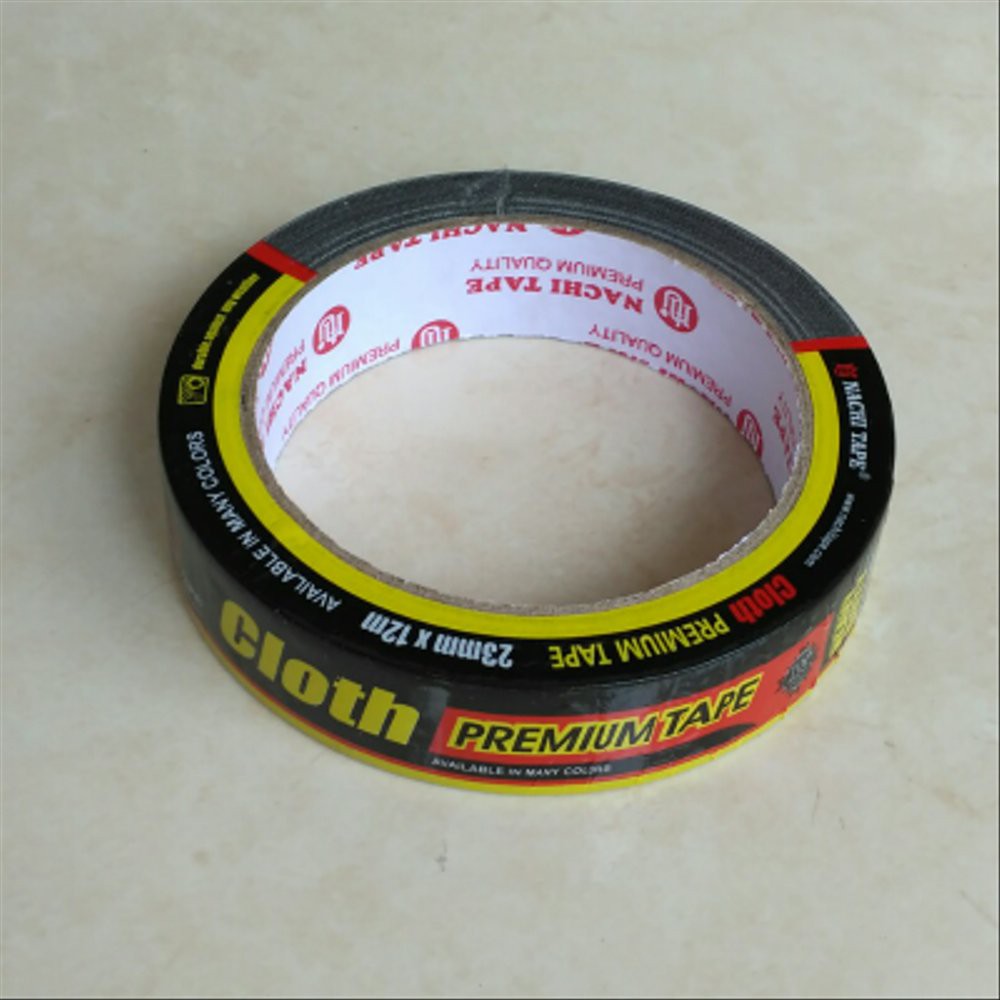 Plakban / Lakban Linen Kain Nachi 1 inch 23mm Hitam / Roll