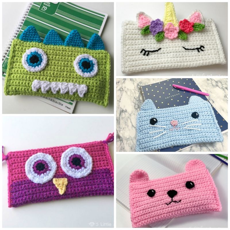 

tempat pensil rajut pencil case crochet unicorn