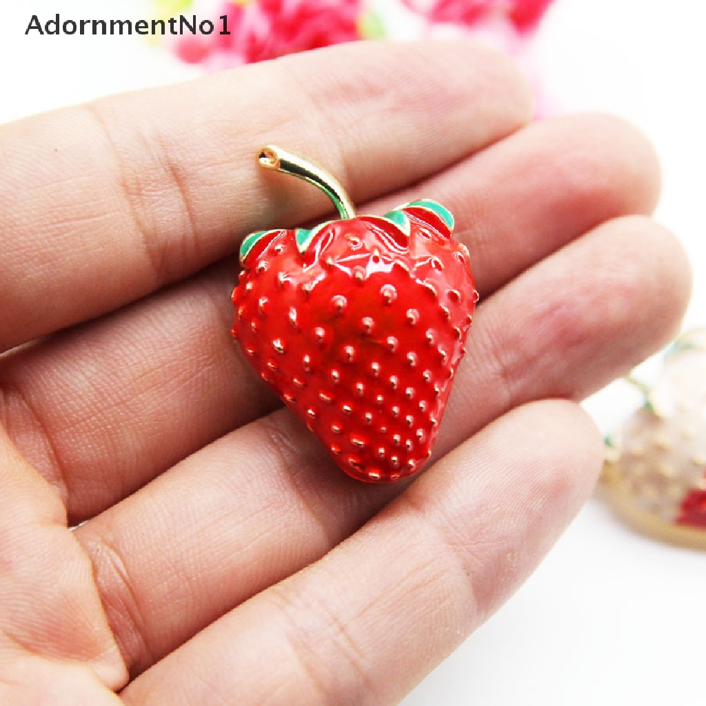 (AdornmentNo1) Bros Pin Enamel Bentuk Strawberry Merah Untuk Wanita