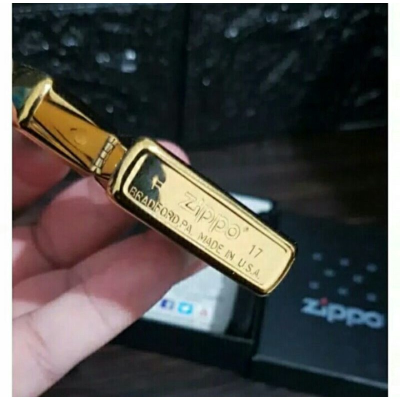 Mewah korek Api Zippo gold Motif Love Grade Ori