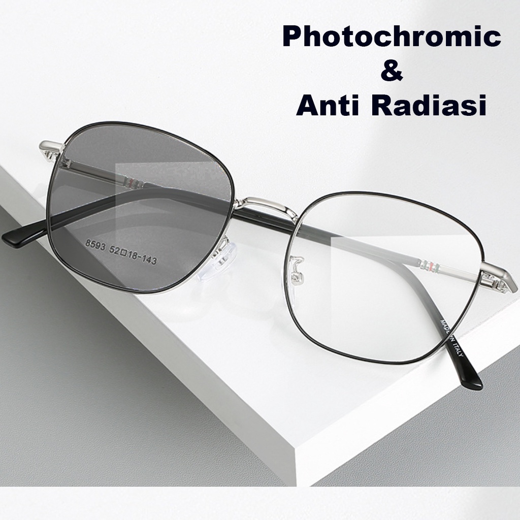 Kacamata Photocromic Korea / Anti Radiasi 2 In 1 Potokromik Photochromic Wanita Pria 8593