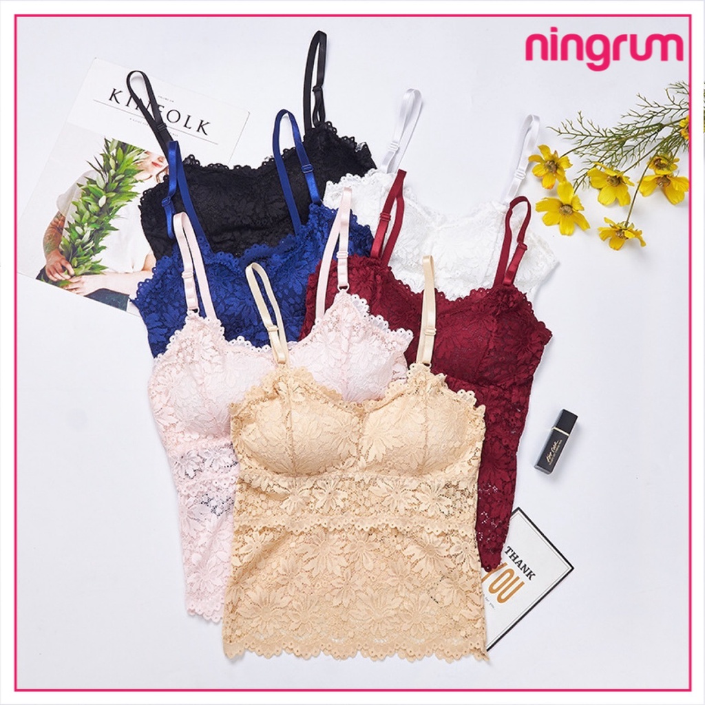 Ningrum Pakaian Dalam Bra Wanita BH Wanita Renda Kamisol Padded Hiasan Cantik Warna Polos - Ningrum - thanktop bra -renda camisole - inner - 2044