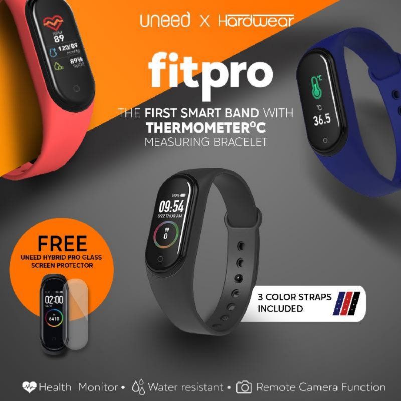 Uneed Hardwear Fitpro Smartband with Thermometer Pengukur Suhu Tubuh Jam Tangan