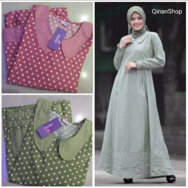 Featured image of post Model Gamis Polkadot Kombinasi Terbaru