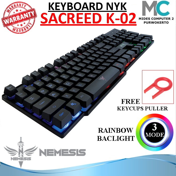 Keyboard Gaming NYK Sacreed K02 Backlight Rainbow