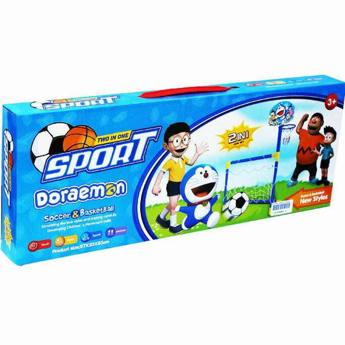 Mainan Anak - 2 in 1 Soccer and Basketball Doraemon Biru