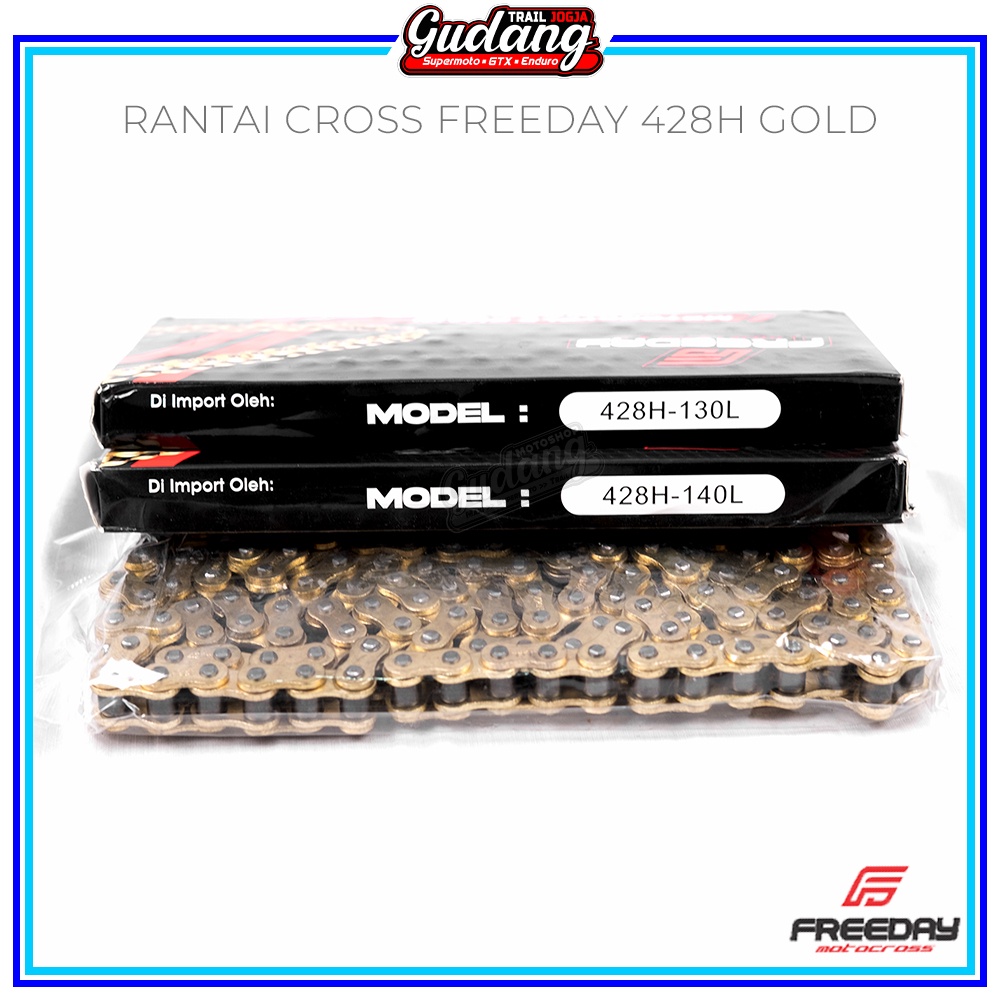 Rantai Cross FREEDAY 428H -140L 130L Gold KLX 150 BIGFOOT DTRACKER CRF 150L WR 155