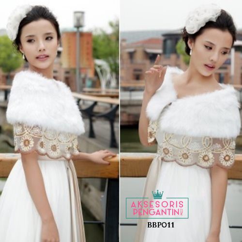 [READY STOCK] BOLERO PENGANTIN AKSESORIS WEDDING KARDIGAN BULU BLUDRU BBP011