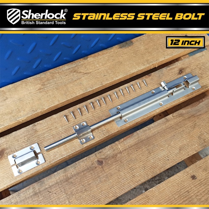 Grendel Slot Kunci Pintu Sherlock Stainless Steel 12 Inch