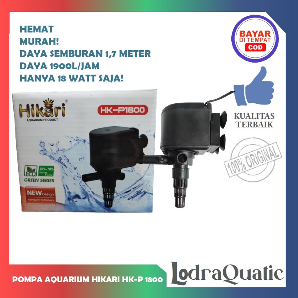 PROMO MURAH POMPA AIR AQUARIUM HIKARI HK-P 1800 NAIK 1,7 METER 1900 LITER FILTER AQUARIUM POMPA AIR HIDROPONIK AQUARIUM FILTER AQUARIUM POMPA AQUARIUM BESAR POMPA AQUARIUM POMPA AQUARIUM HEMAT ENERGY POMPA AQUARIUM LOW WATT FILTER AQUASCAPE