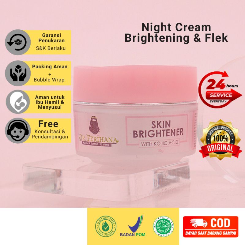 Dr Ferihana Cosmetics Night Cream Kojic Acid Krim Malam Pencerah Kulit Wajah Normal Flek